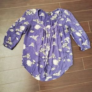 Babaton Aritzia Silk Floral 3/4 Length Sleeve Blouse, XXS